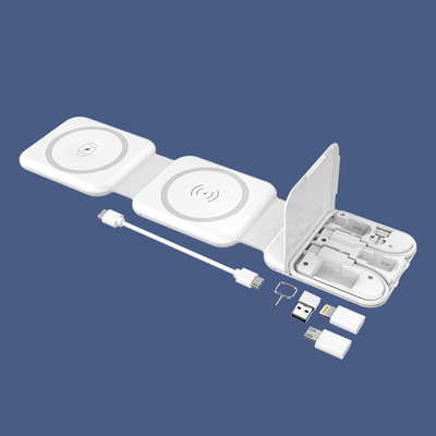 Cargador inalámbrico magnético de dos en uno con USB y micro ejector de tarjetas SMI Lightning