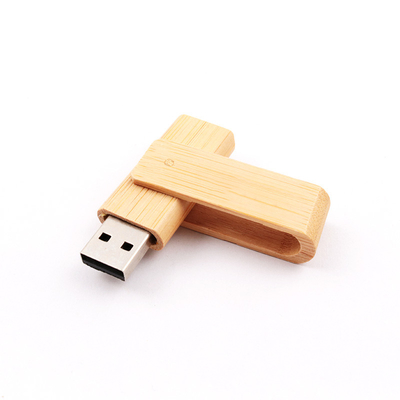El eslabón giratorio de bambú de memoria USB de 256GB 512GB 1TB forma velocidad rápida del grado 3,0 de la torsión 360