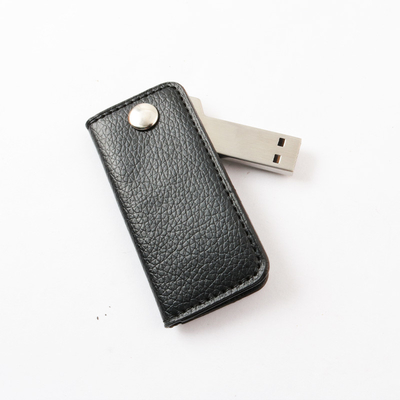Memoria USB de cuero portátil 64GB 128GB 30MB/S del metal de la llave de la cubierta