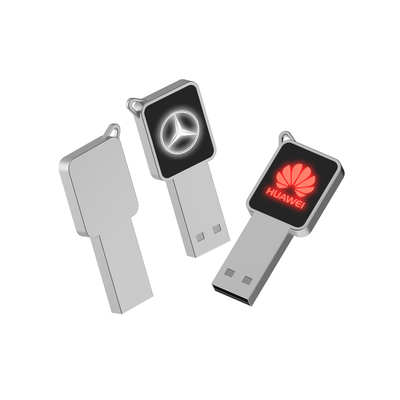 Disco flash USB de alta velocidad con cuerpo de metal / plástico luz LED brilla cuando se trabaja