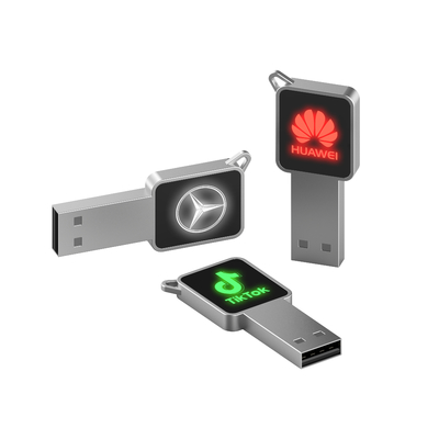 Disco flash USB de alta velocidad con cuerpo de metal / plástico luz LED brilla cuando se trabaja
