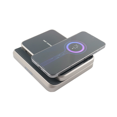 Cargador inalámbrico multifunción de material ABS PC con entrada 5V/2.1A y soporte de caja