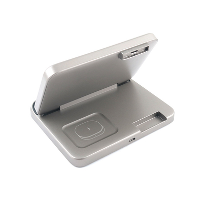 Cargador inalámbrico multifunción de material ABS PC con entrada 5V/2.1A y soporte de caja