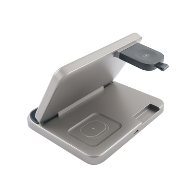 Cargador inalámbrico multifunción de material ABS PC con entrada 5V/2.1A y soporte de caja