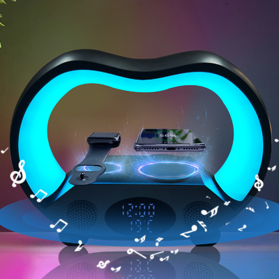 Cargador inalámbrico con luces de colores y altavoz de dientes azules Cargador rápido