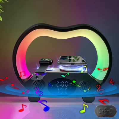 Cargador inalámbrico con luces de colores y altavoz de dientes azules Cargador rápido