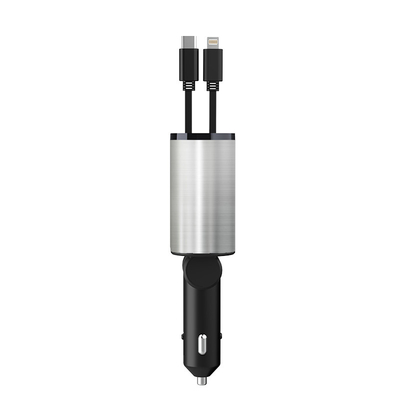 Cable de carga rápida para automóviles de doble línea puede extenderse y retraerse