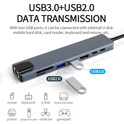 Transferencia de datos rápida Lector de tarjetas de memoria de aluminio Hub rápido / Hub de tarjetas de memoria con estilo encantador