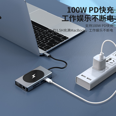 Adaptador multifunción USB tipo C HUB 9 en uno y con lector de tarjetas de memoria