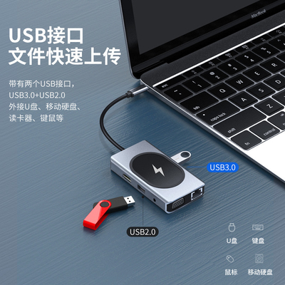 Adaptador multifunción USB tipo C HUB 9 en uno y con lector de tarjetas de memoria