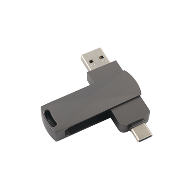 Dispositivos flash USB de tipo C de metal negro con velocidad rápida 3.0 y formas de giro 3.0