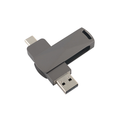 Dispositivos flash USB de tipo C de metal negro con velocidad rápida 3.0 y formas de giro 3.0