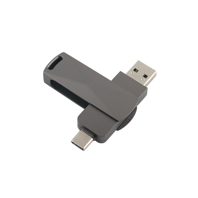 Dispositivos flash USB de tipo C de metal negro con velocidad rápida 3.0 y formas de giro 3.0