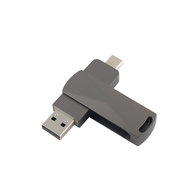 Dispositivos flash USB de tipo C de metal negro con velocidad rápida 3.0 y formas de giro 3.0