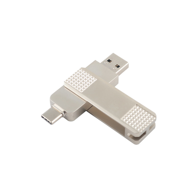 Discos flash USB de metal tipo C de plata pueden girar 360 grados con protección de contraseña