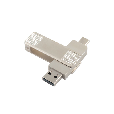 Discos flash USB de metal tipo C de plata pueden girar 360 grados con protección de contraseña