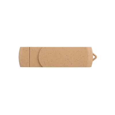 USB de color beige vibrante con logotipo grabado con láser materiales reciclables
