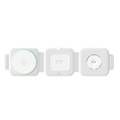 Cargador inalámbrico magnético plegable de tres en uno ABS de plástico para iPhone iWatch y más