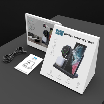 Material ABS PC Cargador inalámbrico de 15W para iPhone iWatch AirPod Rápido y conveniente