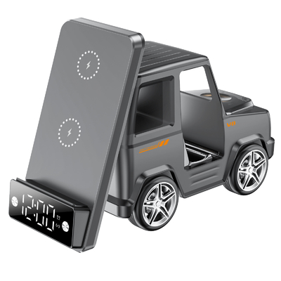 Cargador inalámbrico en forma de coche fresco Carga rápida para iPhone Airpods IWatch