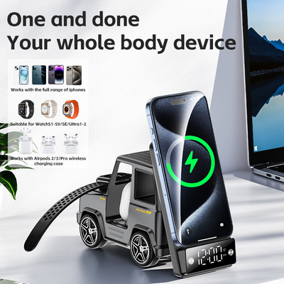 Cargador inalámbrico en forma de coche para iPhone Airpods IWatch 225G Salida 9V/1.67A