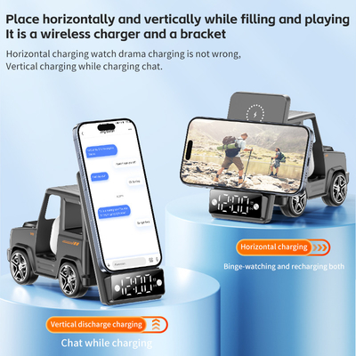 Cargador inalámbrico en forma de coche fresco Carga rápida para iPhone Airpods IWatch