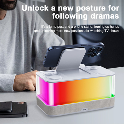 Cargador inalámbrico habilitado para Qi y altavoz Bluetooth con luces coloridas Compatibilidad Dispositivos habilitados para Qi