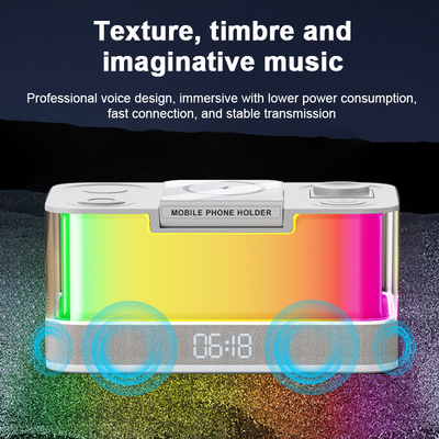 Cargador inalámbrico habilitado para Qi y altavoz Bluetooth con luces coloridas Compatibilidad Dispositivos habilitados para Qi