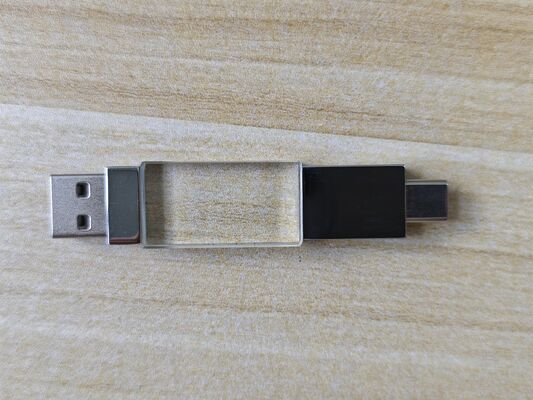 Crystal Usb 3.0 USB A con tipo C Ambos puertos de lectura muy rápido Parte de cristal puede grabar logotipo Parte de metal puede logotipo láser dentro tiene dos chips flash