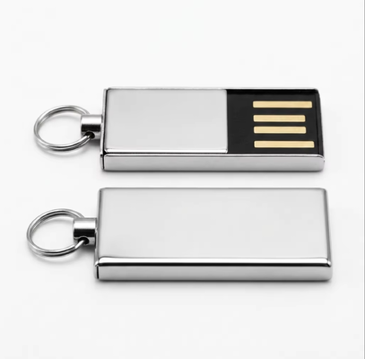 Plata con aleación de zinc brillante disco flash USB de metal incluyendo chips flash HY adecuado para las necesidades de transferencia de datos rápida y segura