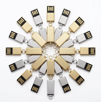 Plata con aleación de zinc brillante disco flash USB de metal incluyendo chips flash HY adecuado para las necesidades de transferencia de datos rápida y segura