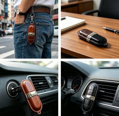 Memoria USB de cuero de grado A Unidad flash USB de cuero Unidad flash con chip de grado A y exterior de cuero para ejecutivos
