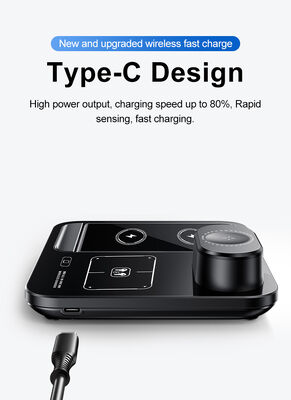Cargador inalámbrico 3 en 1 de carga rápida de 15W con diseño plegable y succión magnética