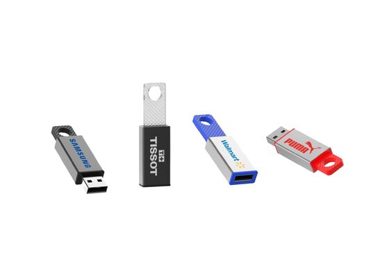Casilla de metal y unidades flash de vidrio templado que ofrecen almacenamiento de datos en capacidades de 1GB 2GB 4GB 8GB 16GB 32GB 64GB y 128GB