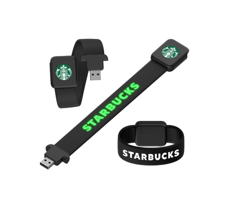 Brillante al leer en el USB de la pulsera del silicón de la computadora con el logotipo del laser de la luz del LED