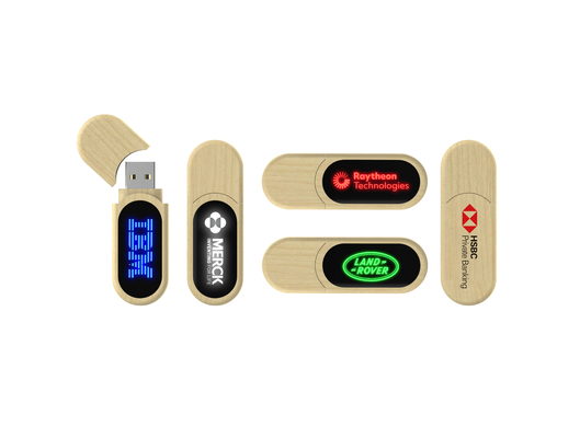 Velocidad rápida de memoria USB de madera de la luz del LED cuando lectura del Usb en la voluntad del ordenador brillante