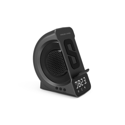 Con altavoz Bluetooth cargador inalámbrico con reloj y cargador rápido