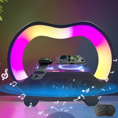 Cargador inalámbrico con luces de colores y altavoz de dientes azules Cargador rápido
