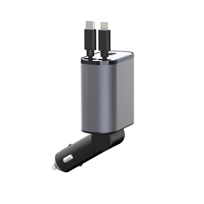 Cable de carga rápida para automóviles de doble línea puede extenderse y retraerse
