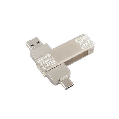 Discos flash USB de metal tipo C de plata pueden girar 360 grados con protección de contraseña