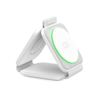Cargador inalámbrico magnético plegable de tres en uno ABS de plástico para iPhone iWatch y más