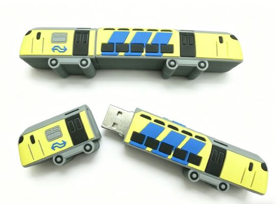 Memoria USB con forma de tren de personaje de dibujos animados de PVC, memoria USB con molde de metro