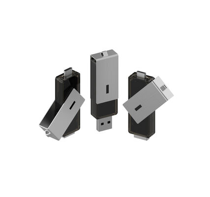 El clip plateado USB puede girar 360 grados y el USB A y el TIPO C se pueden extender como unidad flash USB