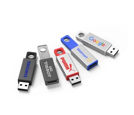 Casilla de metal y unidades flash de vidrio templado que ofrecen almacenamiento de datos en capacidades de 1GB 2GB 4GB 8GB 16GB 32GB 64GB y 128GB