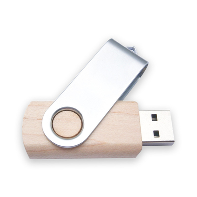 LOGOTIPO de grabación en relieve formado torsión de la unidad USB del color de bambú de madera de la caja metálica