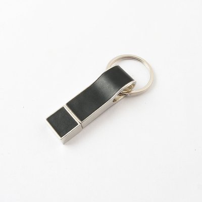 Memoria USB de cuero negra con la velocidad USB 2,0 y 3,0 de Ring Good Make Logo Fast de la llave