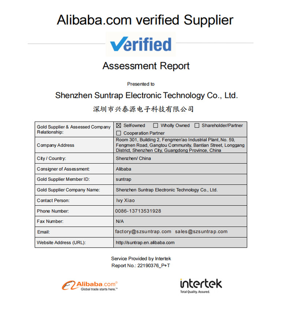 China Shenzhen Suntrap Electronic Technology Co., Ltd. Certificaciones